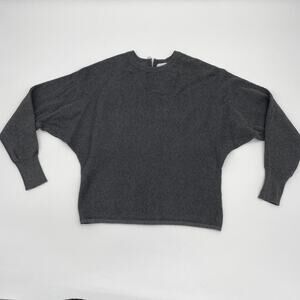 CARMEN Marc Valvo Womens Sweater Size XS Grey Knit Bat Wing Moto Zip Shirt Top